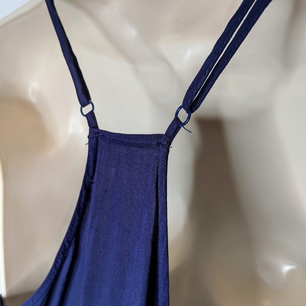 Jenna Hansen Navy Blue Embroidered Fringe Hem Cami Tank Top Boho Festival XS - Picture 6 of 10